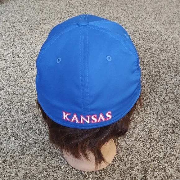 NCAA Adidas Kansas Jayhawks M730Z Flex Fit Hat Cap Blue Large - XL
